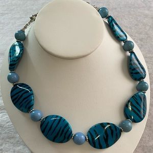Blue and Black Tiger Zebra Stripe Necklace